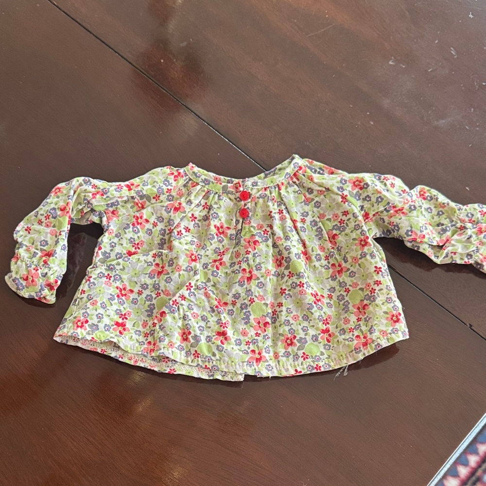 American Girl Bitty Baby 2007 Green Apple Flower shirt